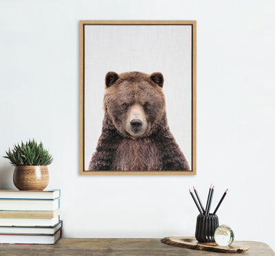 Sylvie Cute Bear Color Framed Canvas by kateandlaurel - product image 4 for Resin Society