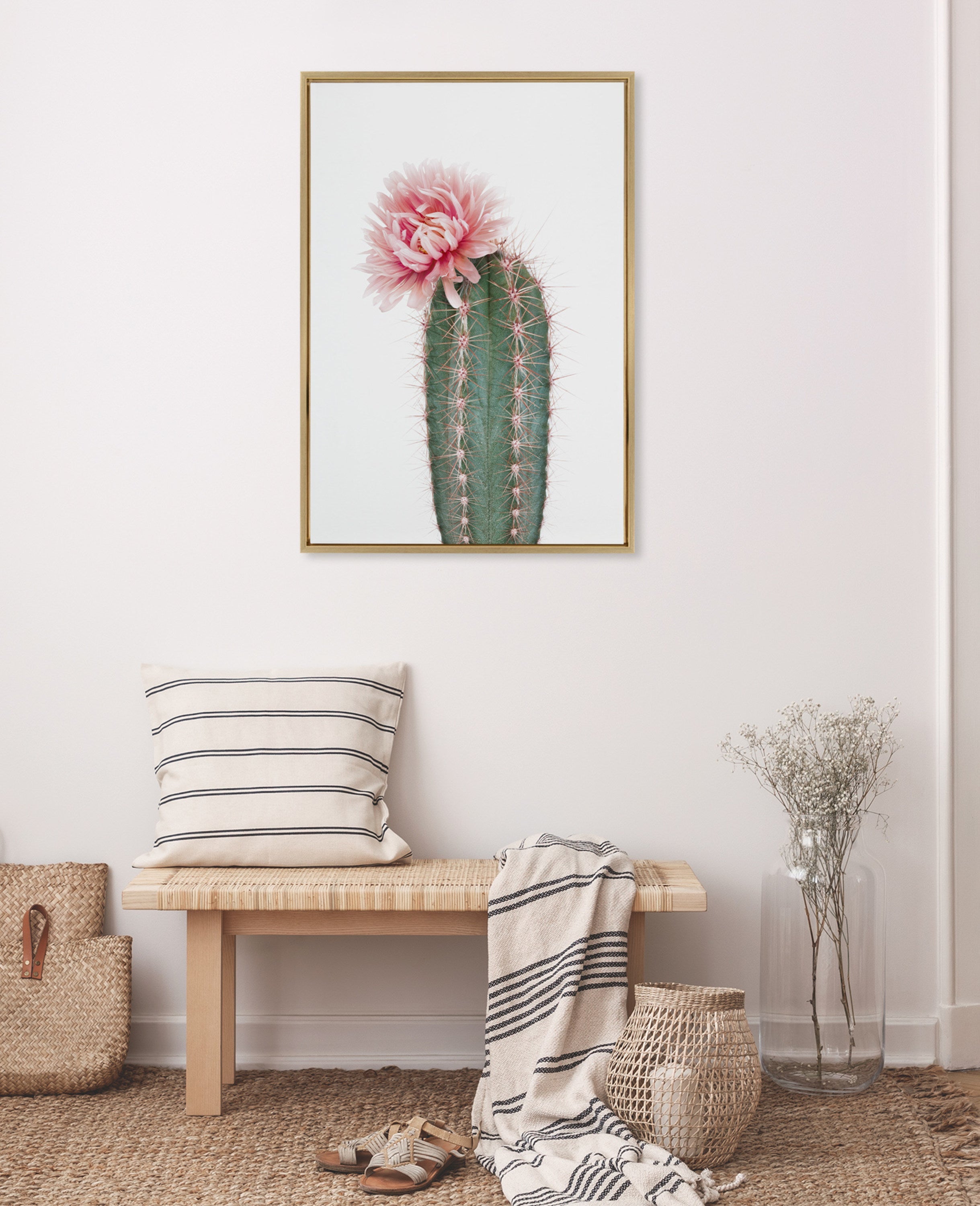Sylvie Pink Cactus Flower Framed Canvas by Amy Peterson Art Studio