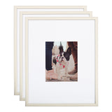 Three-piece Adlynn Beaded Photo Frame Set in light neutral wall setting