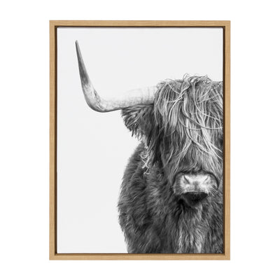 Sylvie B&W Highland Cow No. 1 Framed Canvas by Amy Peterson Art Studio