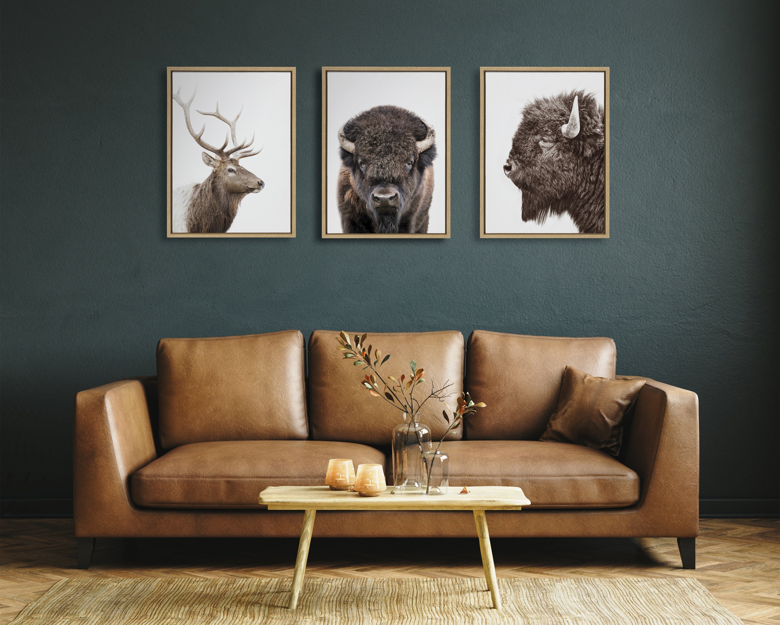 Sylvie Bison Portrait Framed Canvas by Amy Peterson Art Studio