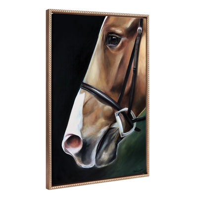 Sylvie Beaded Chestnut Horse Framed Canvas by Mary Sparrow