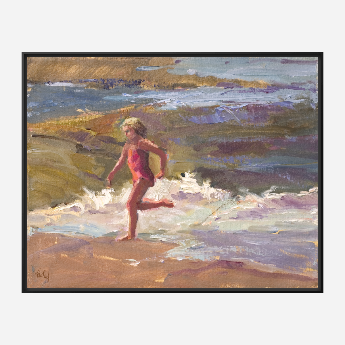 Girl in the Surf Artist Enhanced Canvas Print by John Beard Collection - product image 5 for Resin Society