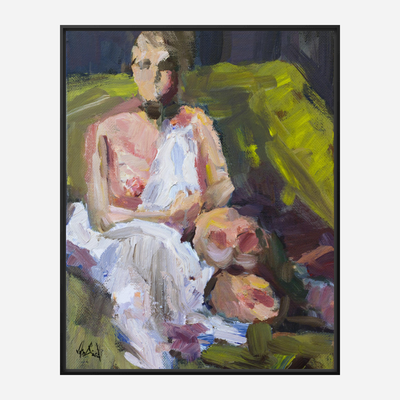 Girl on Green Chair Artist Enhanced Canvas Print by John Beard Collection - product image 5 for Resin Society