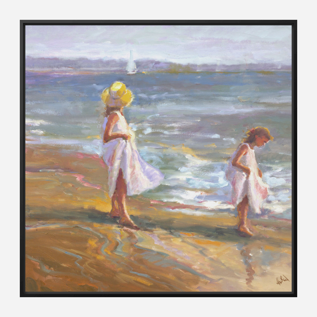Girls on the Beach Artist Canvas Enhanced Print by John Beard Collection - product image 5 for Resin Society