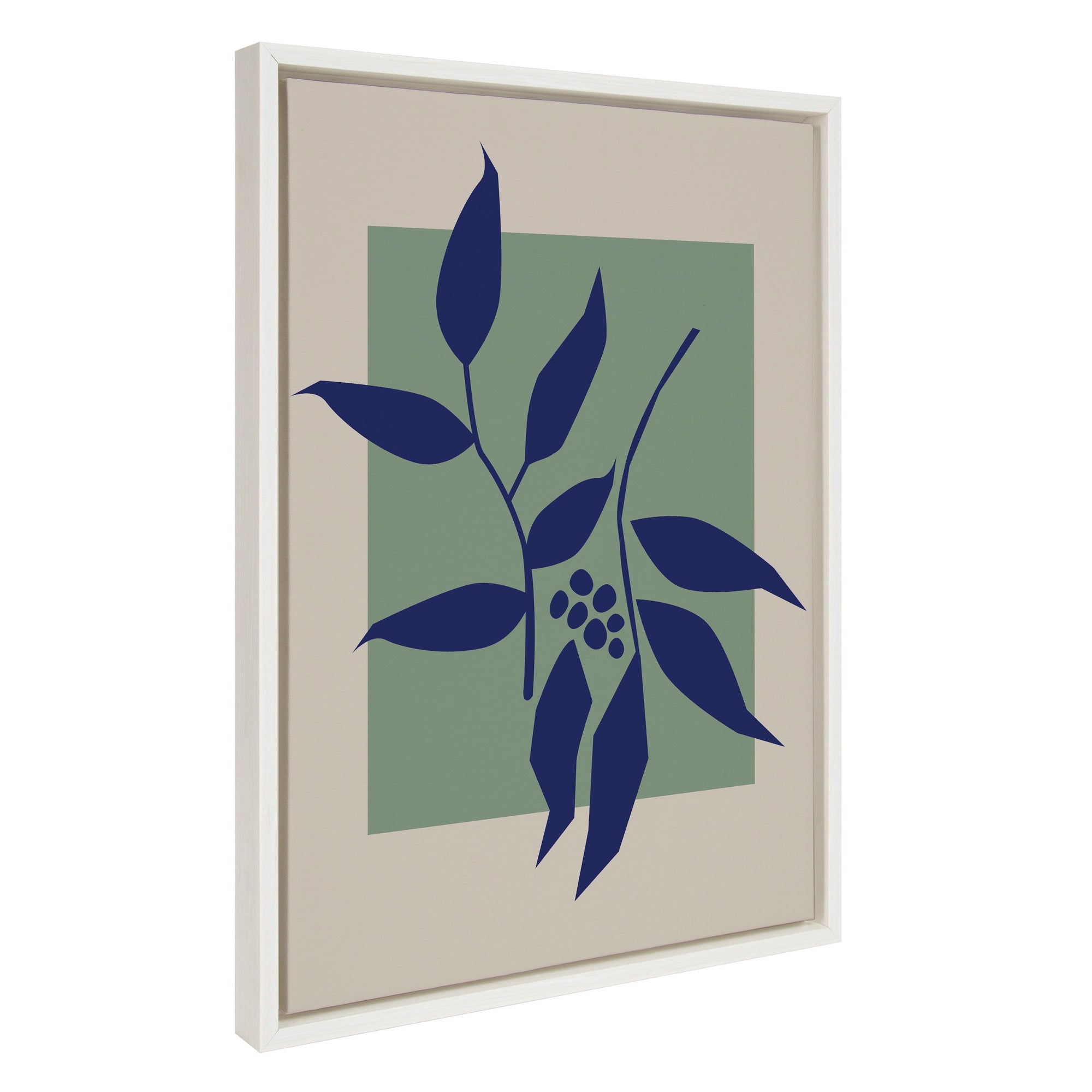 Sylvie Colorful Retro Botanical Green and Blue Framed Canvas by kateandlaurel - product image 7 for Resin Society
