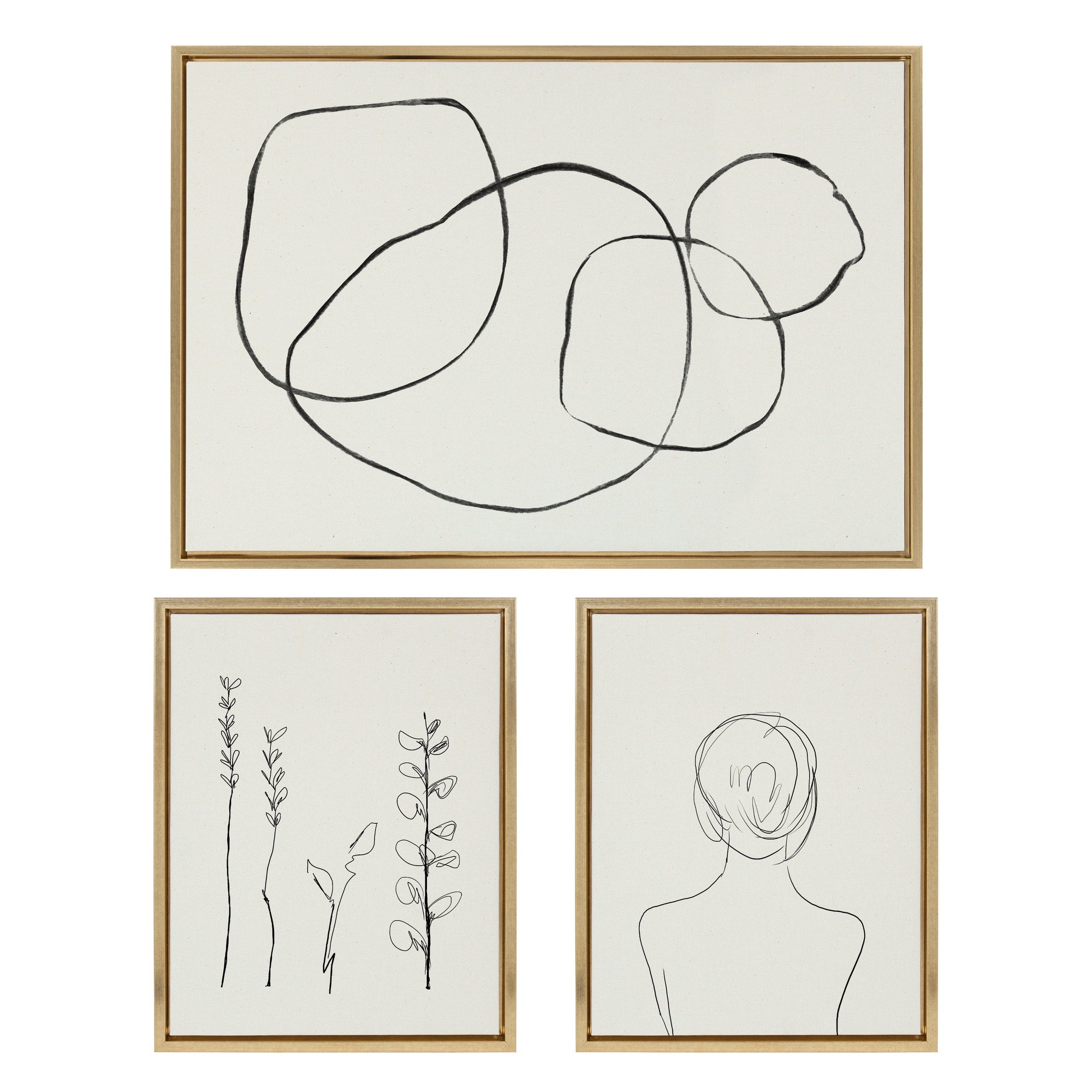 Sylvie Going in Circles and Minimalist Woman Framed Canvas Set by kateandlaurel - main product image for Resin Society