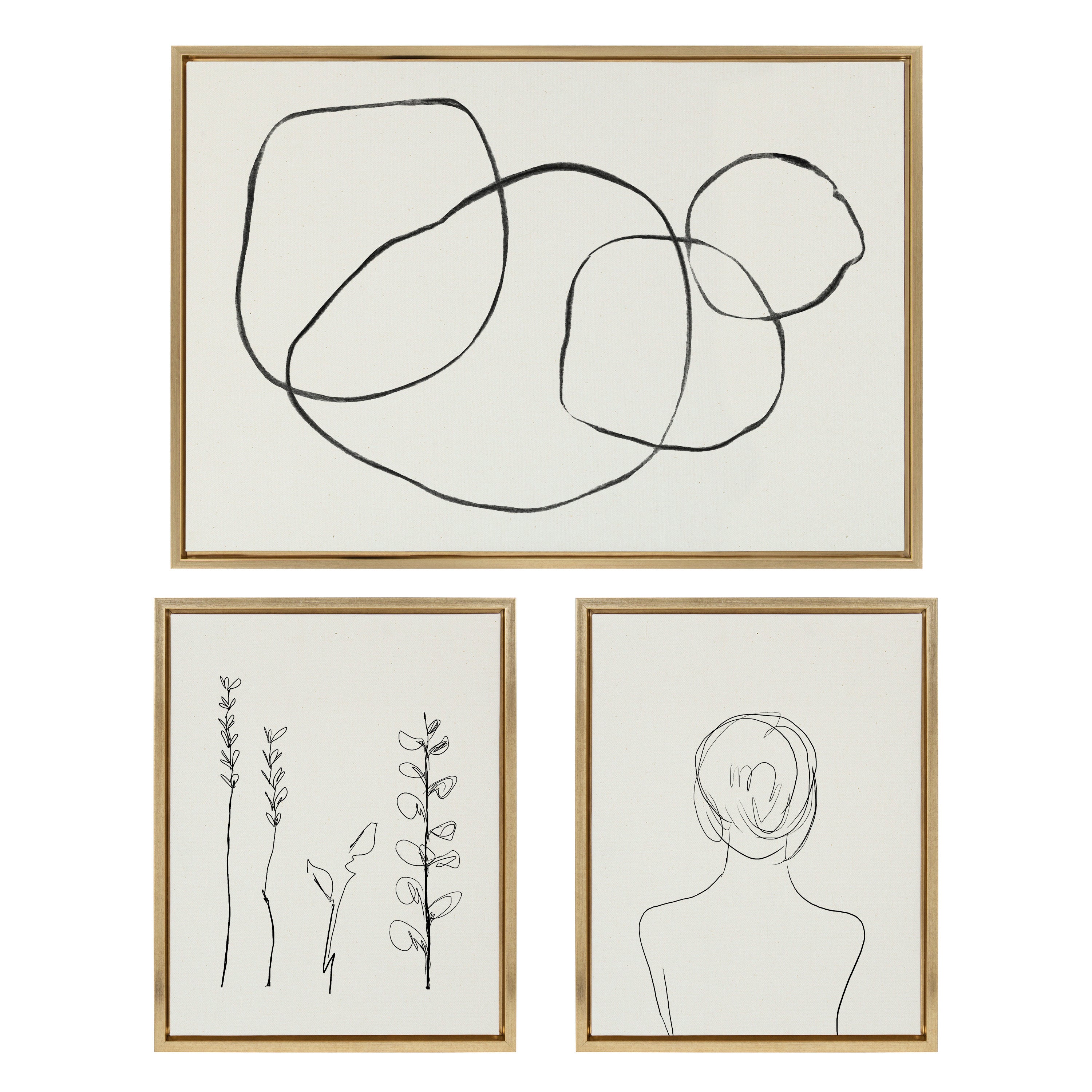 Sylvie Going in Circles and Minimalist Woman Framed Canvas Set by kateandlaurel - main product image for Resin Society