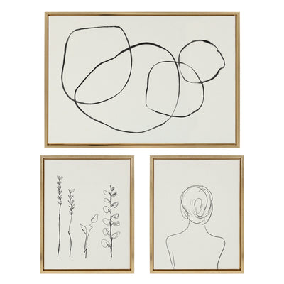 Sylvie Going in Circles and Minimalist Woman Framed Canvas Set by kateandlaurel - main product image for Resin Society
