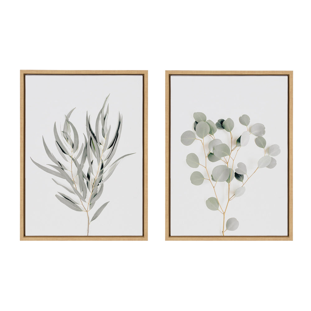 Sylvie Neutral Botanical 1 and 2 Framed Canvas Set by The Creative by kateandlaurel - main product image for Resin Society