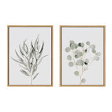 Sylvie Neutral Botanical 1 and 2 Framed Canvas Set by The Creative by kateandlaurel - main product image for Resin Society