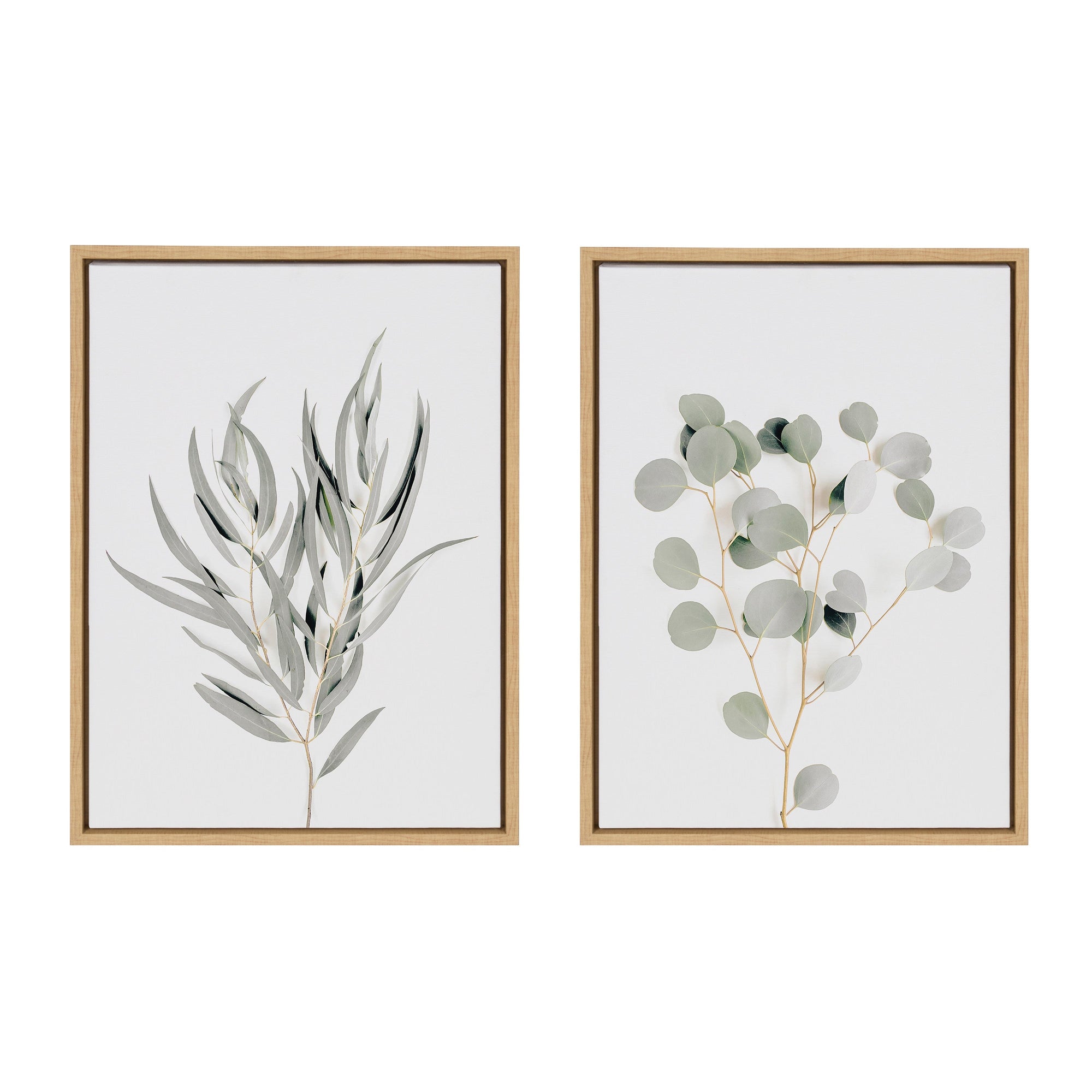 Sylvie Neutral Botanical 1 and 2 Framed Canvas Set by The Creative by kateandlaurel - main product image for Resin Society