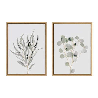 Sylvie Neutral Botanical 1 and 2 Framed Canvas Set by The Creative by kateandlaurel - main product image for Resin Society