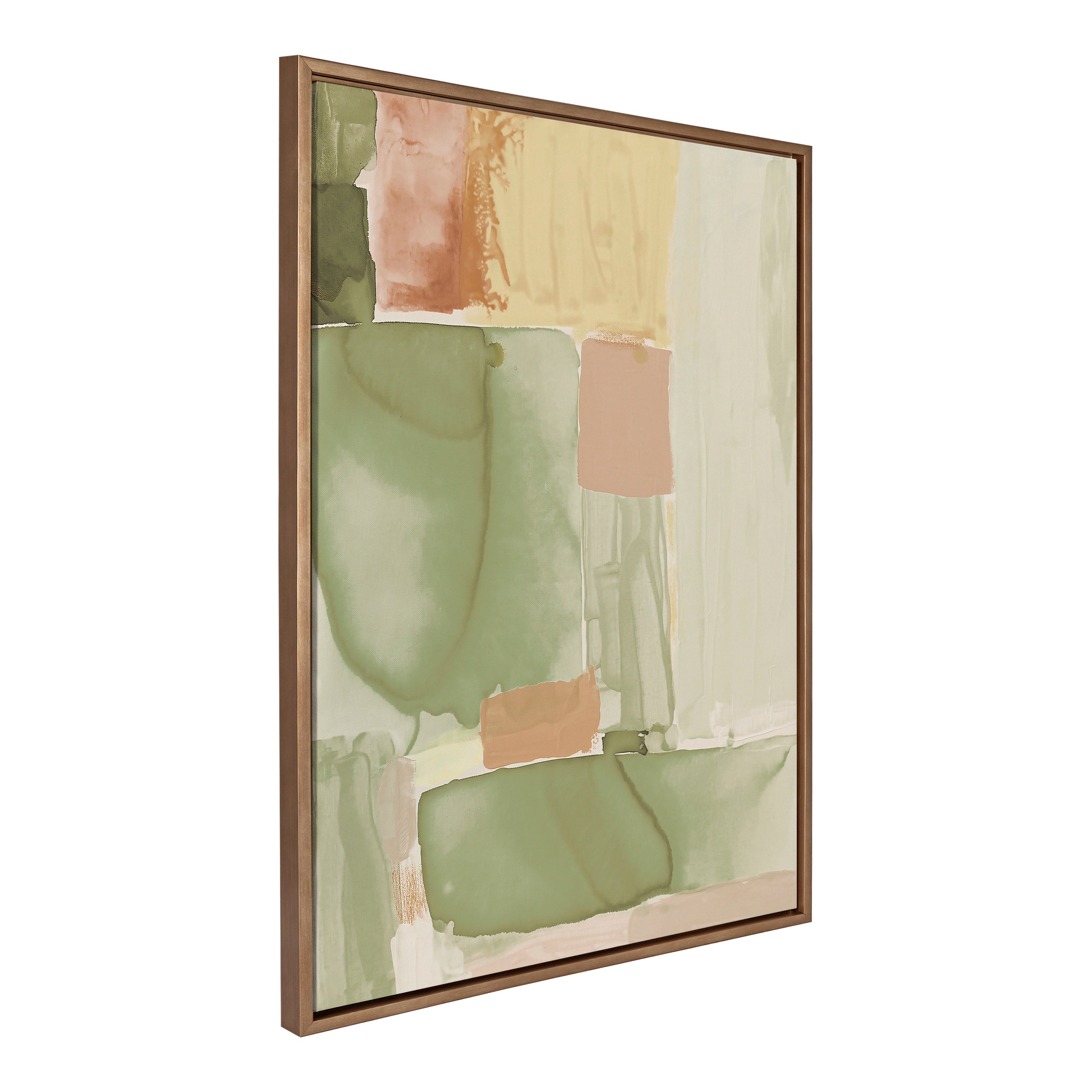 Sylvie United Colors IV framed canvas art by Amy Lighthall with abstract watercolor tones in natural frame