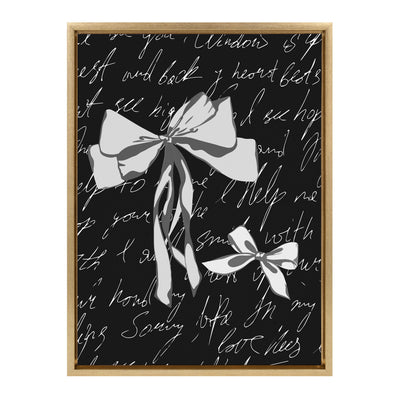 Sylvie Black White Bow Framed Canvas by Honey Island Studio