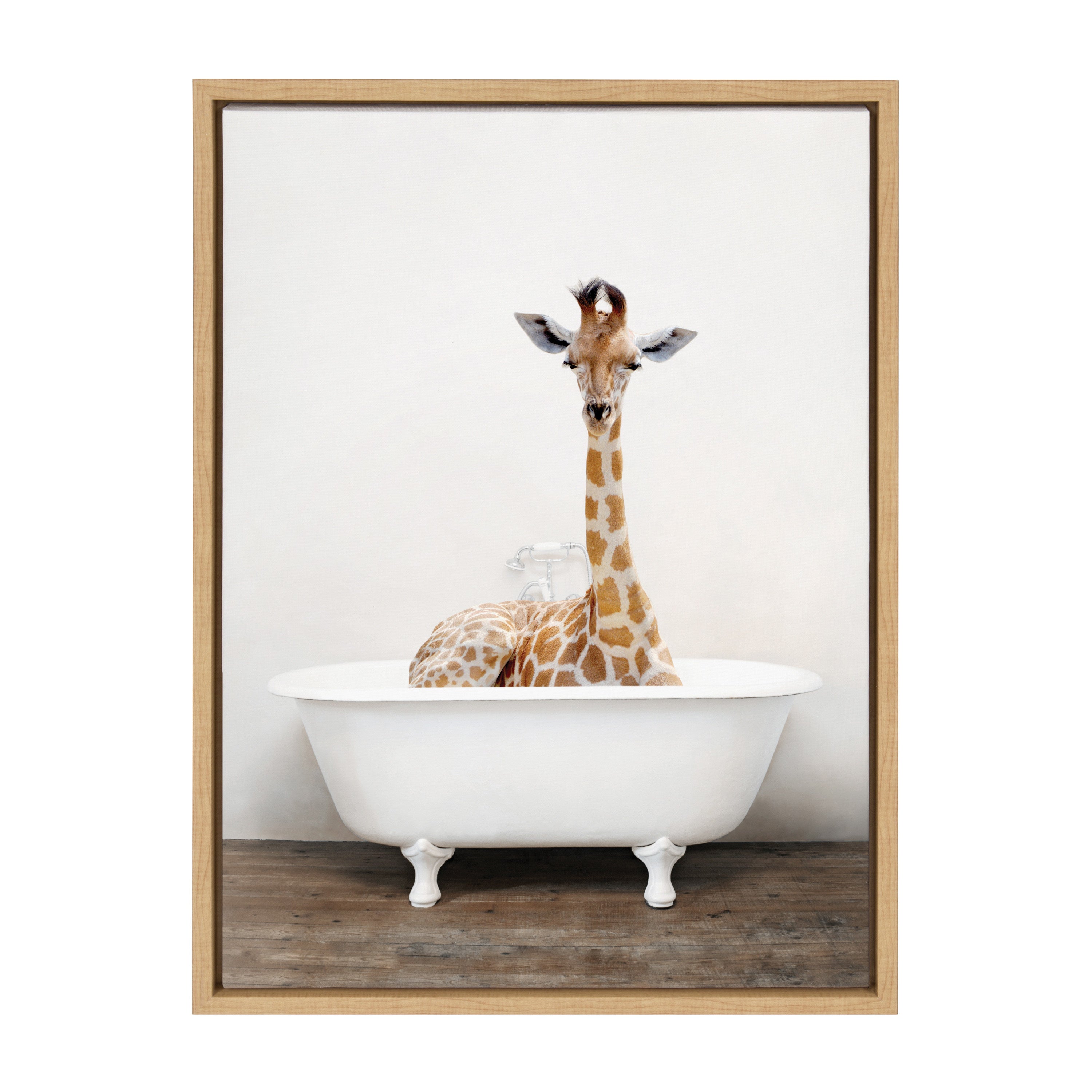 Sylvie Giraffe 2 in the Tub Color Framed Canvas by kateandlaurel - product image 12 for Resin Society
