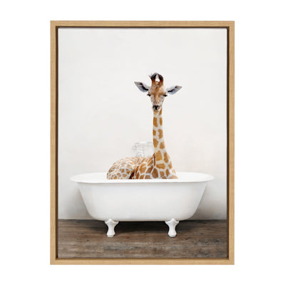 Sylvie Giraffe 2 in the Tub Color Framed Canvas by kateandlaurel - product image 12 for Resin Society
