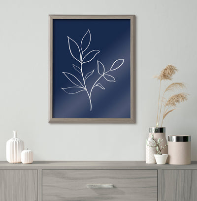 Blake Modern Blue Botanical Line Sketch Print 2 Framed Printed Glass by by kateandlaurel - product image 10 for Resin Society