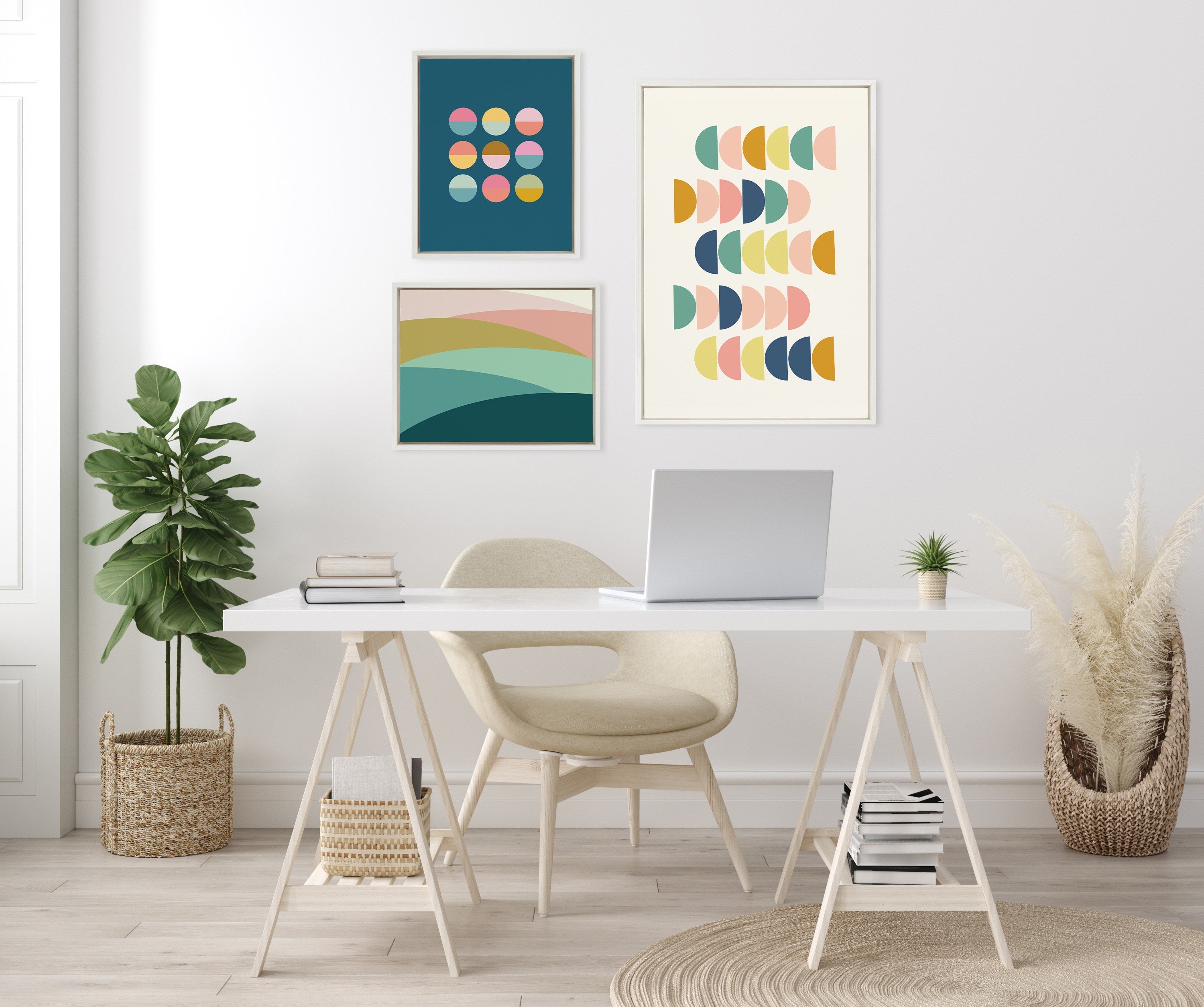 Sylvie Abstract Shapes Framed Canvas Set by Apricot and Birch by kateandlaurel - product image 10 for Resin Society
