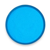 Sky Blue Glow in the Dark Epoxy Powder Pigment in container and applied in epoxy resin projects