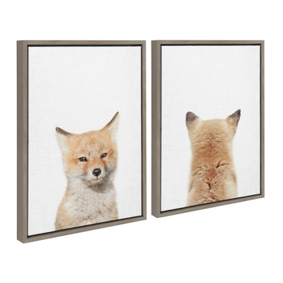 Sylvie Baby Fox Front and Back Framed Canvas by Amy Peterson Art Studio by kateandlaurel - product image 2 for Resin Society