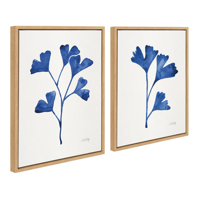 Sylvie Navy Ginkgo and Navy Ginkgo Trio Framed Canvas by kateandlaurel - product image 2 for Resin Society