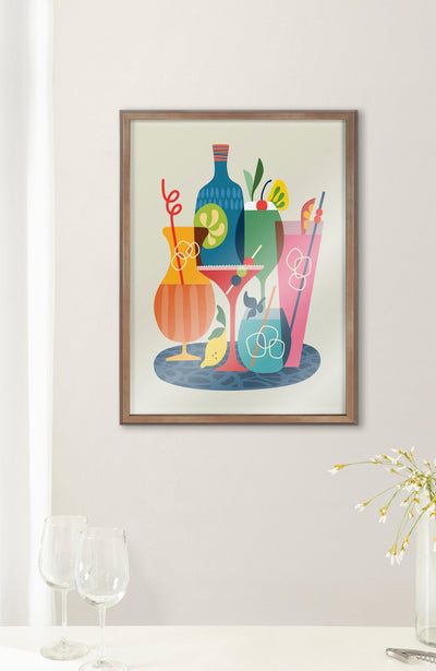 Blake Mid Century Modern Cocktails Framed Printed Glass by kateandlaurel - product image 5 for Resin Society