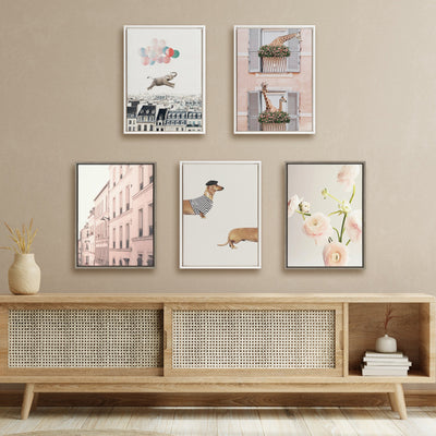 Sylvie Beaded Giraffe Neighbors Framed Canvas by July Art Prints