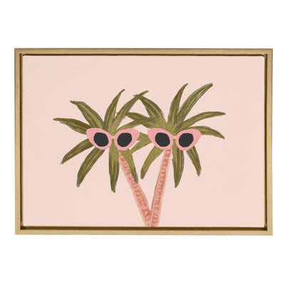 Sylvie Palm Trees And Sun Framed Canvas by kateandlaurel - main product image for Resin Society