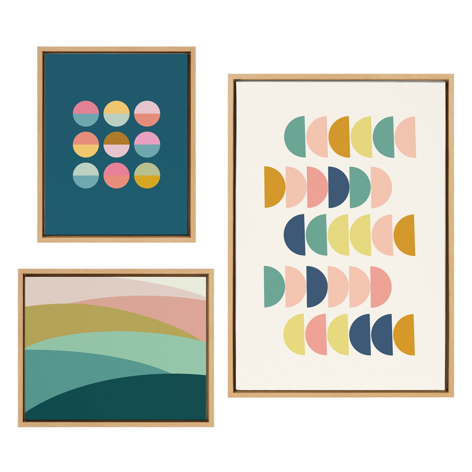 Sylvie Abstract Shapes Framed Canvas Set by Apricot and Birch by kateandlaurel - main product image for Resin Society