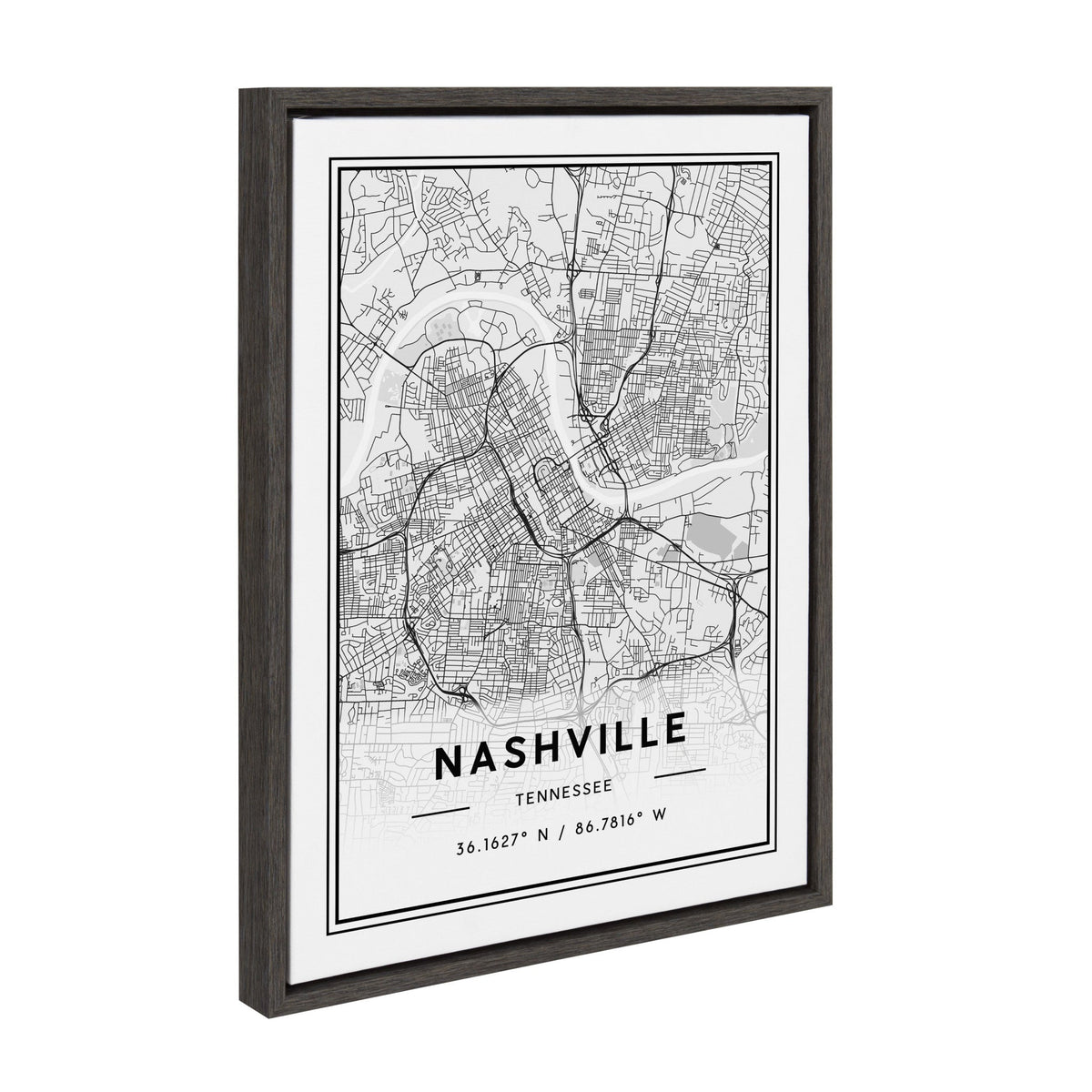 Sylvie Nashville Modern Map Framed Canvas by kateandlaurel - product image 2 for Resin Society