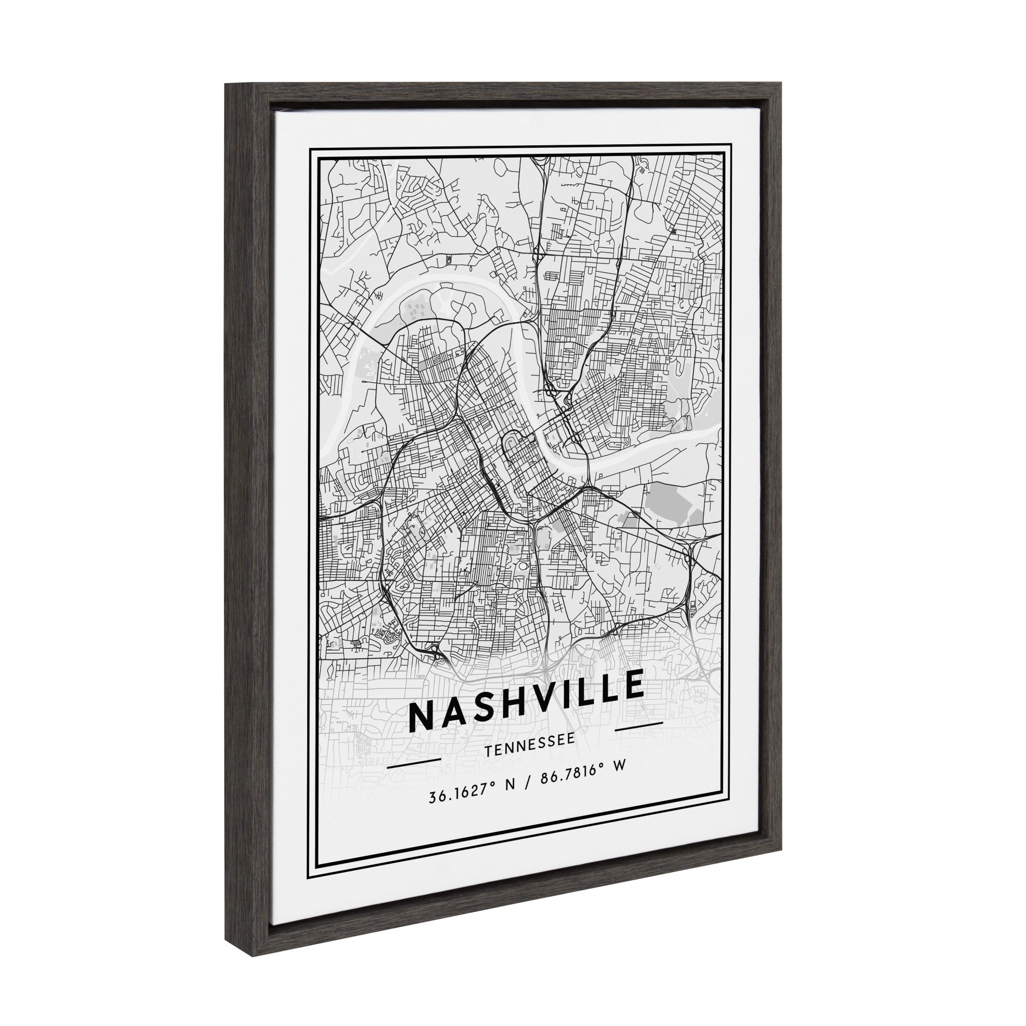 Sylvie Nashville Modern Map Framed Canvas by kateandlaurel - product image 2 for Resin Society