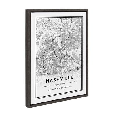 Sylvie Nashville Modern Map Framed Canvas by kateandlaurel - product image 2 for Resin Society