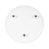 White round tray with slightly irregular edges and three evenly spaced cylindrical pegs topped with small black circles.