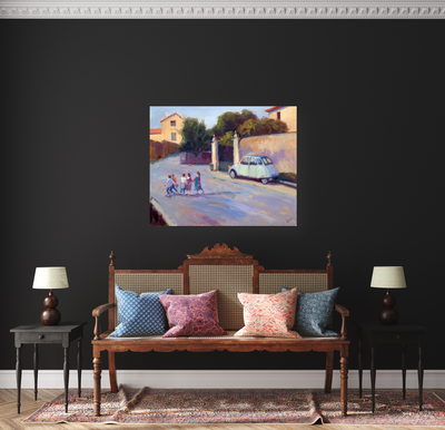 Going to School Artist Enhanced Canvas Print