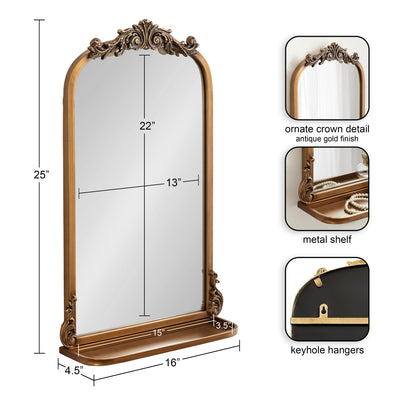 Arendahl Traditional Arch Mirror with Shelf by kateandlaurel - product image 20 for Resin Society