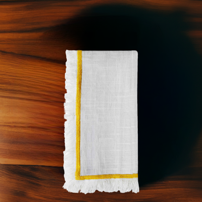 Table Cloth Napkins Set of 4 with Yellow Embroidery
