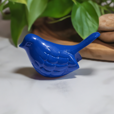 Blue aluminum bird figurine by Vibhsa