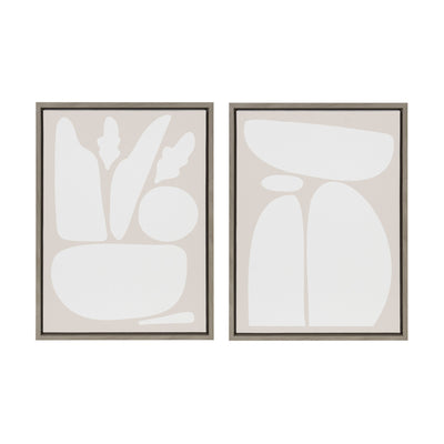 Sylvie Zen Botanical Rock Neutral Framed Canvas Set by kateandlaurel - product image 3 for Resin Society