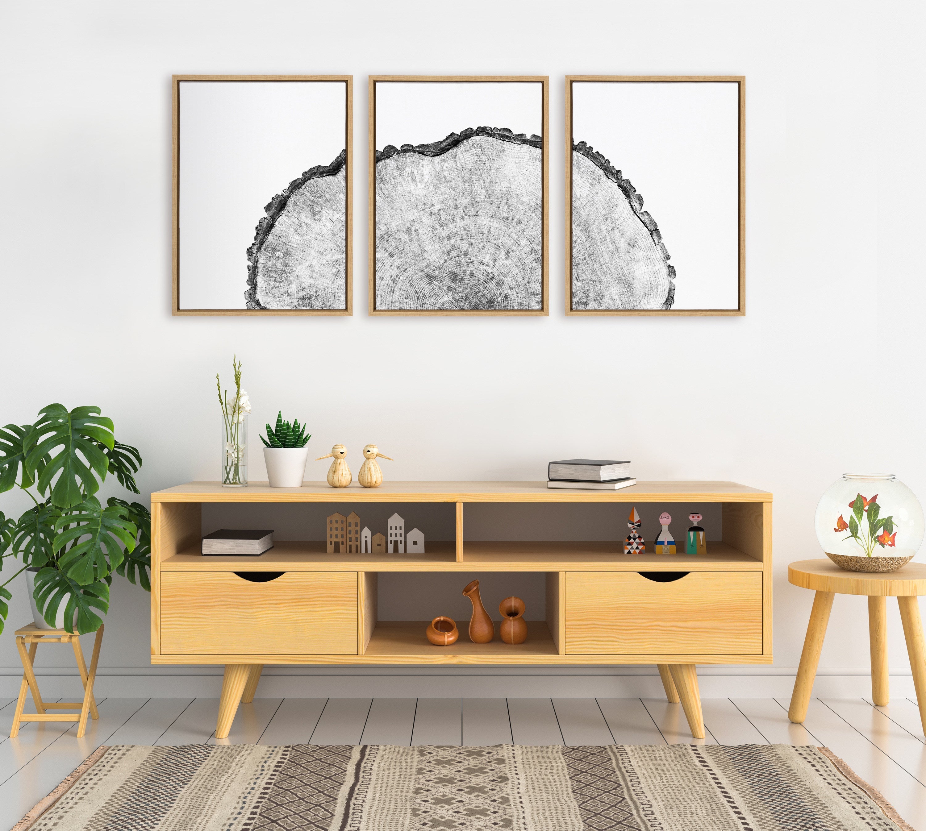 Sylvie Tree Rings Set Framed Canvas by kateandlaurel - product image 4 for Resin Society