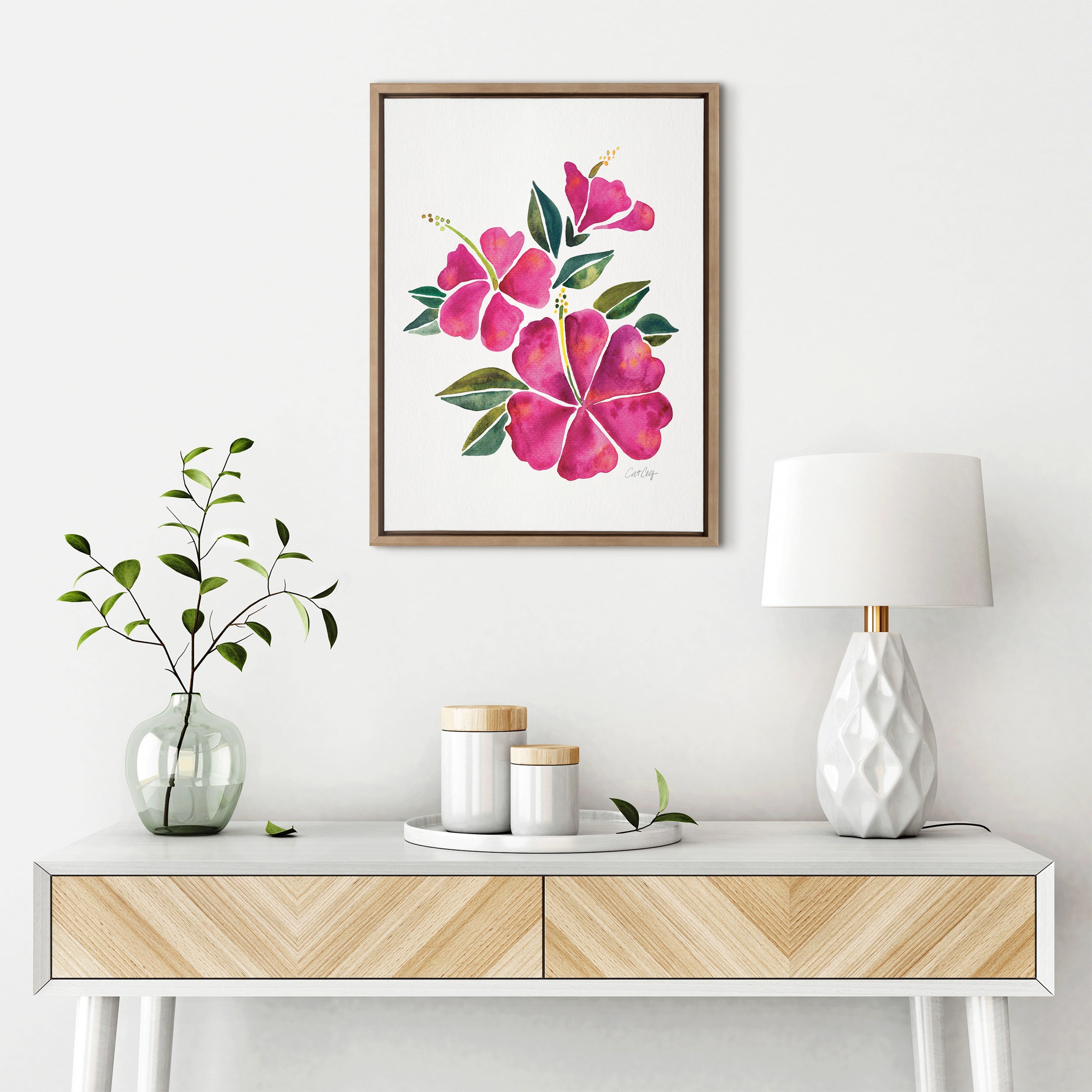 Sylvie Hibiscus Bloom Fuchsia Framed Canvas by kateandlaurel - product image 4 for Resin Society