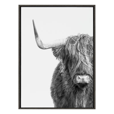 Sylvie B&W Highland Cow No. 1 Framed Canvas by Amy Peterson Art Studio