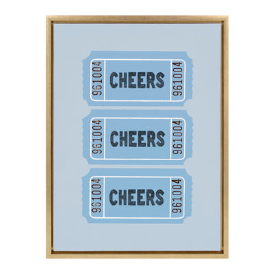 Sylvie Cheers Blue Ticket Framed Canvas by Alli Standefer