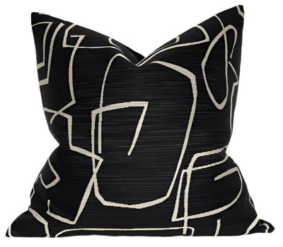 Abstract Pillow Cover in Black with Kravet Woven Textiles