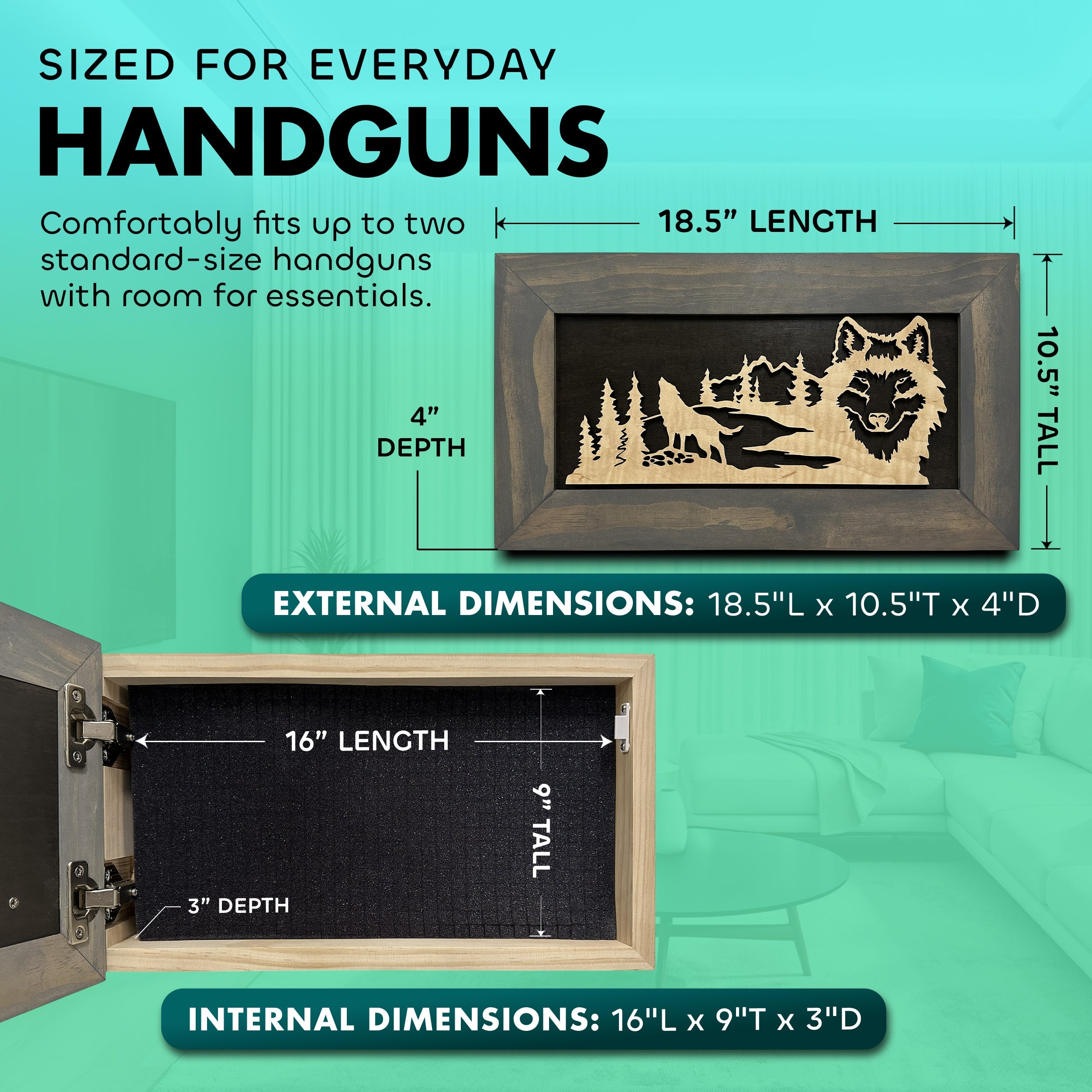 Midnight Wolf Hidden Gun Safe Concealed Furniture by Bellewood Designs - product image 6 for Resin Society
