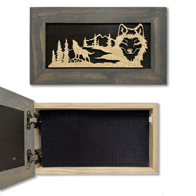 Midnight Wolf Hidden Gun Safe Concealed Furniture by Bellewood Designs - main product image for Resin Society