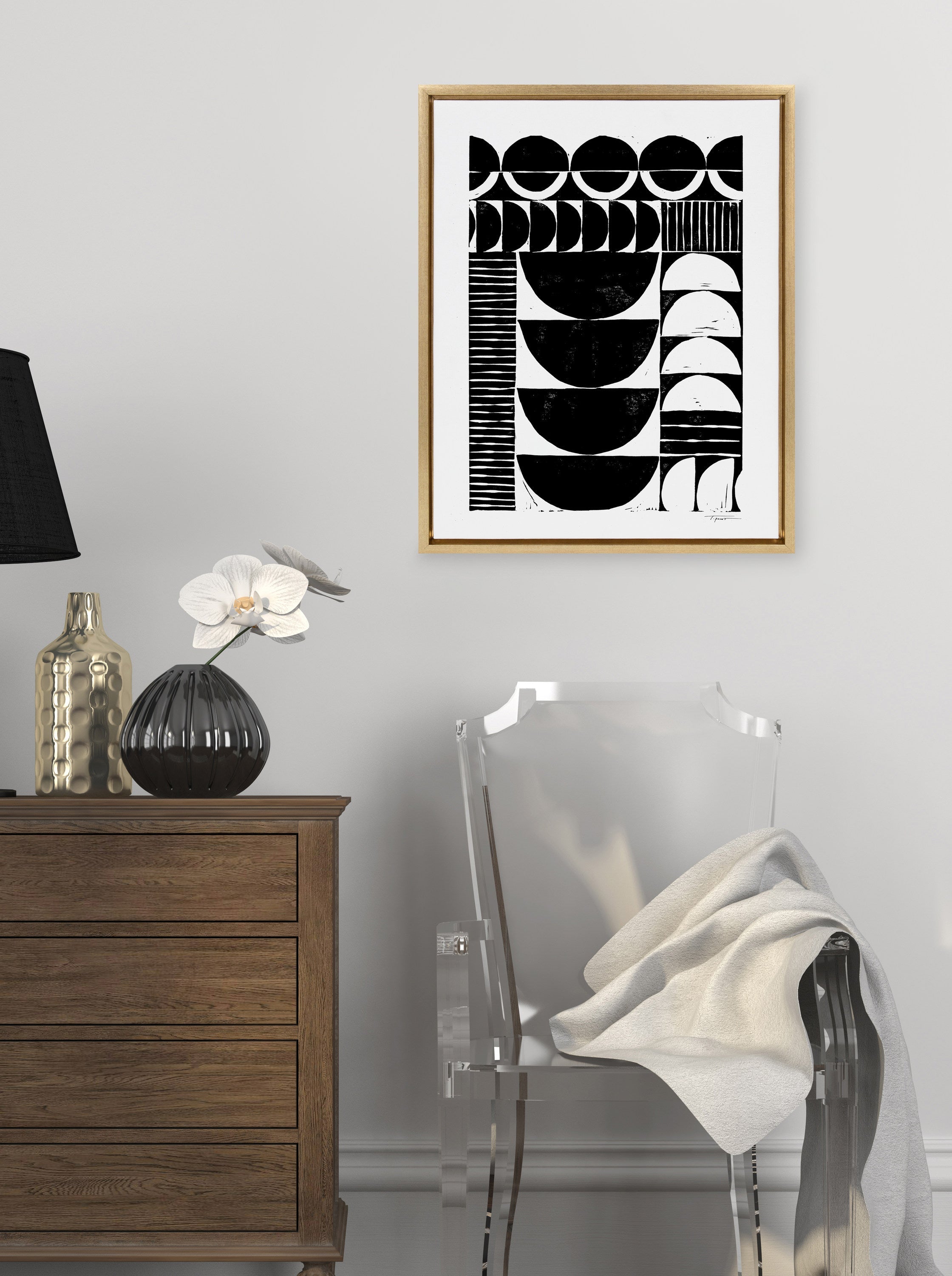 Sylvie Modern Circular Block Print Framed Canvas by kateandlaurel - product image 4 for Resin Society
