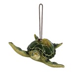 Green Sea Turtle Ornament made of resin with attached hanging cord