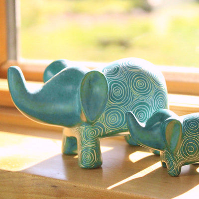 Ocean Green Elephant - Soapstone by Mbare Ltd - main product image for Resin Society