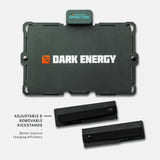 Rectangular black Dark Energy Spectre solar panel with a honeycomb pattern, featuring adjustable and removable kickstands below for improved charging efficiency.